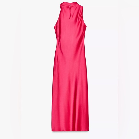 Zara ASYMMETRIC SATIN MIDI DRESS - Picture 5 of 5
